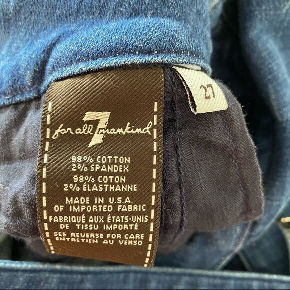 7 For All Mankind-Janette Tapered Medium Wash Overalls (Size:27) - Picture 15 of 16